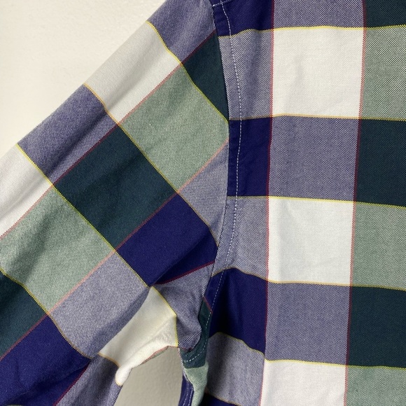 J. Crew Plaid Blue Green White Long Sleeve Button Down Shirt Casual Men’s Medium - Picture 12 of 14